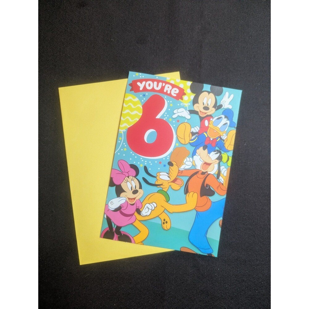 Disney Mickey You're 6 Birthday Card